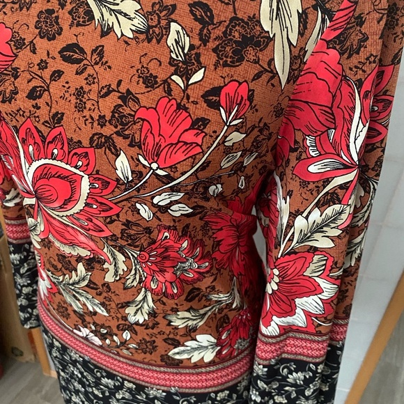 Womens The Limited Collection Floral Chintz Stretch Jersey Blouse Tunic Red - Picture 3 of 7